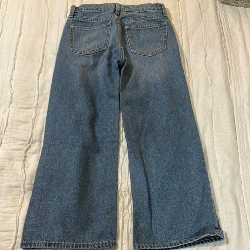 Old Navy Girl’s High Rise Baggy Wide Leg Blue Distressed Jeans